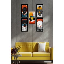 KutuTR Modern Style Dekorize Mdf 5 Parça Çerçeve Görünümlü Tablo Set 10201
