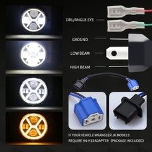 Blueleskyy Jeep Wrangler Jk Tj Lj Için 500W 7 Inç Yuvarlak Melek Gözü LED 30000LM (Yurt Dışından)