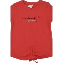 Canix Kids Nakışlı Fitilli Beauty Queen Tshirt Kırmızı