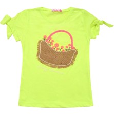 Canix Kids Çiçek Sepet Nakışlı Kız Bebek Tshirt Yeşil