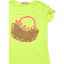 Canix Kids Çiçek Sepet Nakışlı Kız Bebek Tshirt Yeşil