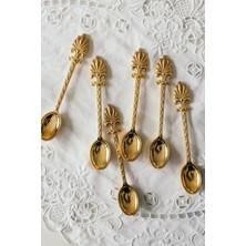 Arma House 6'lı Royal Majesty Serisi - Zarif Fleur-De-Lis Motifli Altın Çay Kaşığı Seti