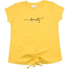 Canix Kids Nakışlı Fitilli Beauty Queen Tshirt Hardal