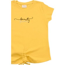 Canix Kids Nakışlı Fitilli Beauty Queen Tshirt Hardal