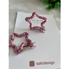 Saklı Design Pembe 2'li Yıldız Toka