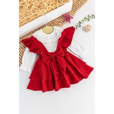 Babymod Fırfırlı Fiyonklu 2'li Kız Bebek Elbise Body Takım