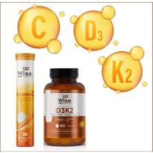 WiseLab Vitamin D3 K2 90 Tablet, Vitamin C + Çinko Efervesan 20 Tablet