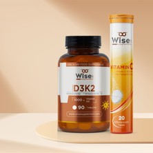 WiseLab Vitamin D3 K2 90 Tablet, Vitamin C + Çinko Efervesan 20 Tablet