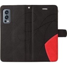 YH Mall Kart Yuvası Standı Iki Renkli Dikiş Pu ile Oneplus Nord 2 5g Için Kılıf (Yurt Dışından)