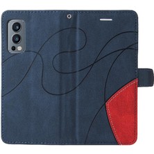 YH Mall Kart Yuvası Standı Iki Renkli Dikiş Pu ile Oneplus Nord 2 5g Için Kılıf (Yurt Dışından)