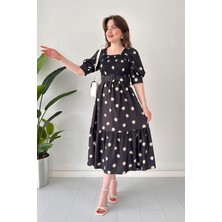 Mazi Butik Papatya Gipeli Ayrobin Elbise Siyah