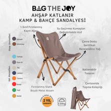 Bag The Joy Ahşap Katlanır Kamp & Bahçe Sandalyesi – Kahverengi Iskelet - Koyu Gri Kılıf