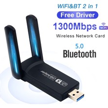 Airstorr PC için Çift Anten BT5.0 Wifi 2'si Bir Arada Çift Bantlı AC1300MBPS Usb3.0 Wifi Adaptörü