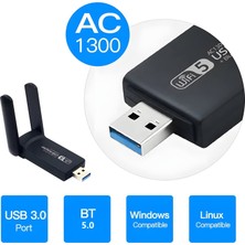 Airstorr PC için Çift Anten BT5.0 Wifi 2'si Bir Arada Çift Bantlı AC1300MBPS Usb3.0 Wifi Adaptörü