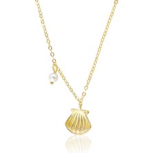 Lilarote 14 Ayar Altın Istiridye Inci Kolye