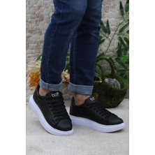 Best Of 150-24 Deri Trend Sneaker Erkek Ayakkabı Siyah Beyaz