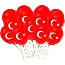 Tüftürük 10 Adet Türk Bayraklı Kırmızı Baskılı Balon 23 Nisan Süslemeleri