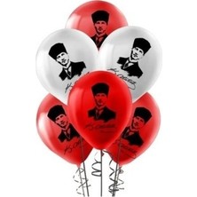 Tüftürük 12 Adet Atatürk Baskılı Balon - 23 Nisan Balon Süslemeleri