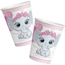 Parti Dükkanım Fil Temalı Bardak Pembe (8 Adet)
