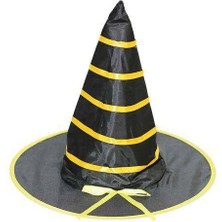 Parti Dükkanım Halloween Cadı Şapkası Kumaş Siyah Sarı 38 cm
