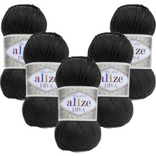Alize Diva 5'li 060 Siyah El Örgü Ipliği