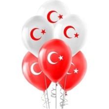 Tüftürük 10 Adet Ay Yıldız Baskılı Balon - 23 Nisan Süslemeleri