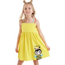 Denokids Bee Happy Sarı Kız Çocuk Elbise