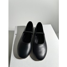 Eataly Shoes Pola Siyah Lastik Detaylı Babet