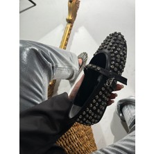 Eataly Shoes Disco Siyah Zımba Taşlı Babet