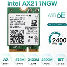 Internet Wifi 6e AX211NGW Band 2.4g/5g/6ghz Bluetooth 5.2 AX211 M.2 Cnvio WINDOWS10 Için Kablosuz Ağ Wifi Kartı (Yurt Dışından)