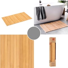 Mehay Home Lüx Bambu Kaymaz Banyo Paspası 50*80 cm Doğal Renk Su Geçirmez Çok Amaçlı Mat