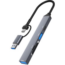 Apera NR22 5in1 Type-C/usb Multi Girişli Hub Dock Istasyonu USB 3.0 5gbps Veri Aktarımı Kart Okuyucu