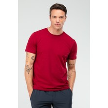 Speedlife Bordo Regular Pamuklu O Yaka Kısa Kol Basic Erkek Tişört XF1708