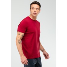 Speedlife Bordo Regular Pamuklu O Yaka Kısa Kol Basic Erkek Tişört XF1708