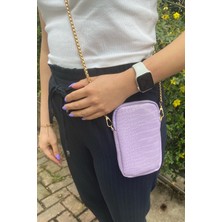 Chantaky 032 3200 Kroko Zincir Askılı Omuz Çantası Lila Kroko Tek Ebat