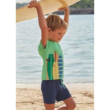 Mayoral Erkek Çocuk 2 Parça Baskılı T-Shirt - Şort Takım Yeşil