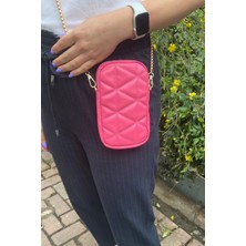 Chantaky 032 3200 Kroko Zincir Askılı Omuz Çantası Pembe Kapitone Tek Ebat