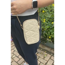 Chantaky 032 3200 Kroko Zincir Askılı Omuz Çantası Bej Kapitone Tek Ebat