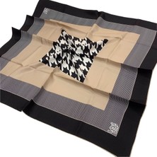 Levidor Twill Ipek Eşarp - Kazayağı Desen - Bej