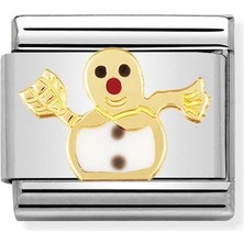 Nomination Composable Classic Dekoratif Link - Noel - Kardan Adam - (04 Snowman) 18K Altın