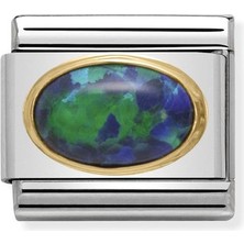 Nomination Composable Classic Dekoratif Link - Taşlar Oval - Yeşil Opal - (26 Green Opal) 18K Altın