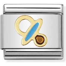 Nomination Composable Classic Dekoratif Link - Günlük Hayat - Mavi Emzik -  18K Altın