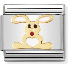 Nomination Composable Classic Dekoratif Link - Hayvanlar - Beyaz Tavşan -  18K Altın