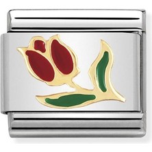 Nomination Composable Classic Dekoratif Link - Doğa - Lale - (10 Tulip) 18K Altın