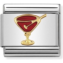 Nomination Composable Classic Dekoratif Link - Eğlence - Kırmızı Kokteyl Bardağı -  18K Altın