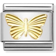 Nomination Composable Classic Dekoratif Link - Semboller - Elmas Kaplı Kelebek -  18K Altın