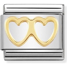 Nomination Composable Classic Dekoratif Link - Aşk - Çift Kalp - (03 Double Heart) 18K Altın