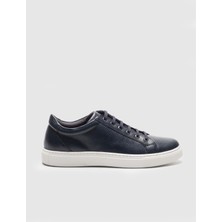 Cabani Hakiki Deri Lacivert Bağcıklı Erkek Sneaker Ayakkabı