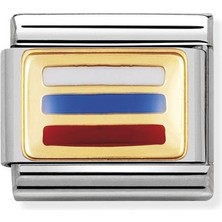 Nomination Composable Classic Dekoratif Link - Bayraklar Asya - Rusya - (12 Russıa) 18K Altın