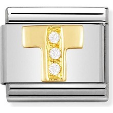 Nomination Composable Classic Dekoratif Link - Harfler Cz - T - (20 T) 18K Altın Zirkon